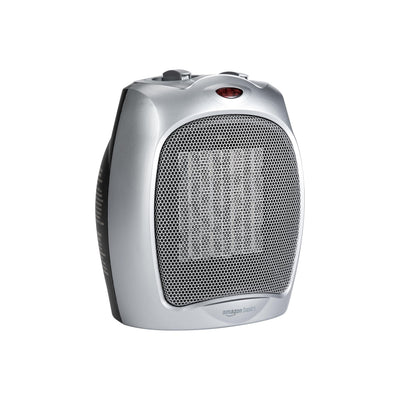 Amazon Basics Ceramic Space Heater Portable Heater for Indoor Use for Office and Home With Overheat and Tip-Over Protection Thermostat Non-Oscillating 1500W Silver 7.52