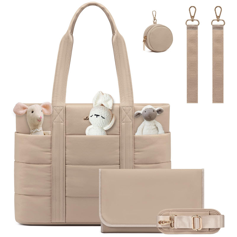 LOVEVOOK Diaper Bag Tote Puffer Baby Diaper Bag with Insulated PocketTravel Diaper Tote with Pacifier Case and Changing Pad