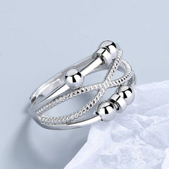 Rotatable Ring With Open Design Fashion Double-layered Hollow Line Anxiety Relief Rings For Women
